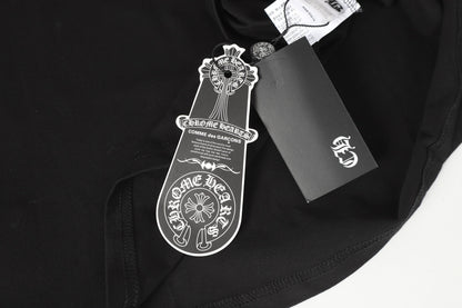 Chrome Hearts Logo Flag Long Sleeve Tee - Black White Gothic Street T-Shirt K2126